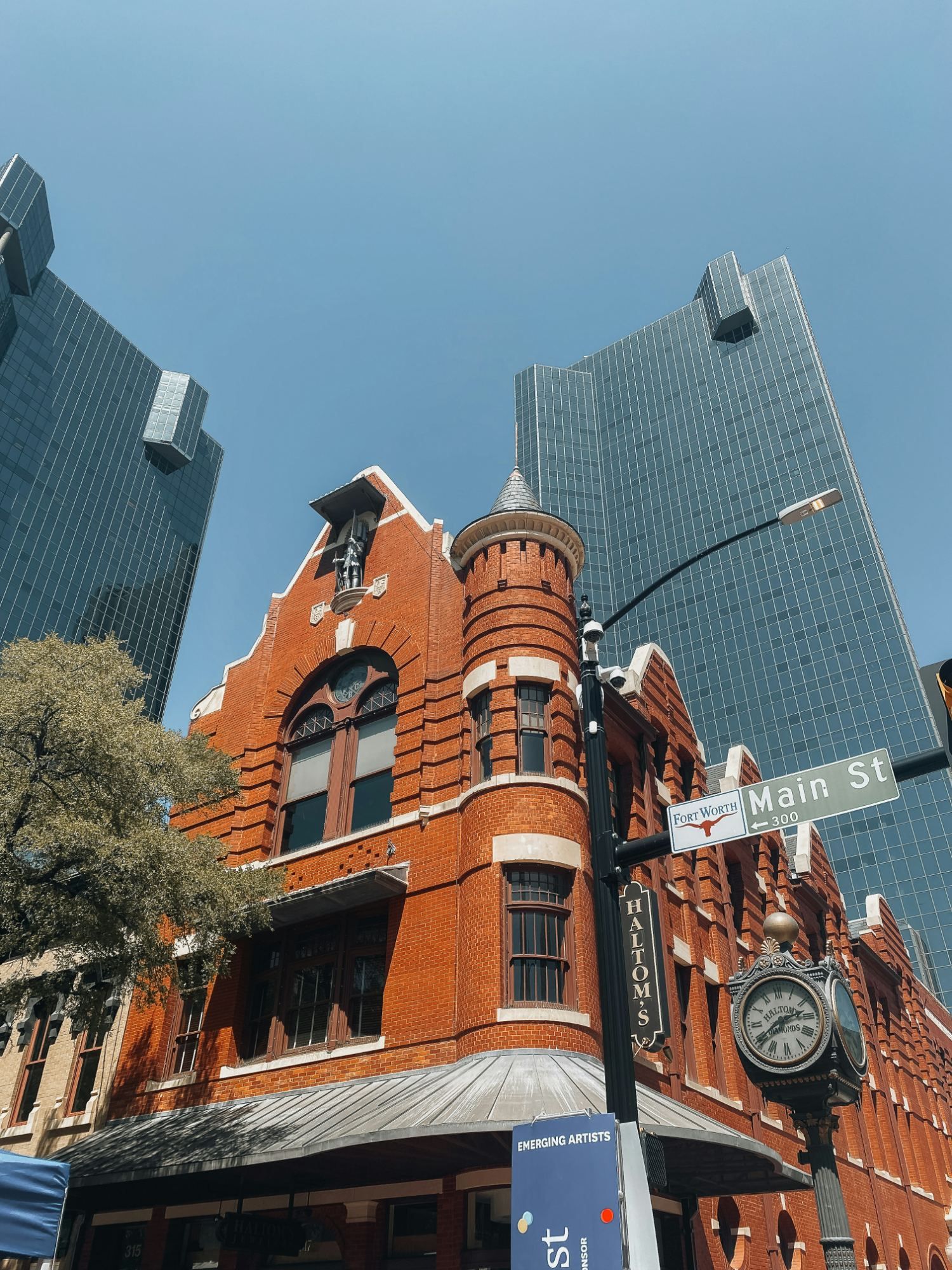 Historic brick building on Main Street in downtown Fort Worth